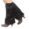 AkoMatial 1 Pair Winter Fashion Long Leg Warmers Furry Solid Color Faux Fur Soft Boot Covers for Women - Black 30cm view 1