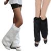 AkoMatial Women's Winter Fashion Solid Color Comfortable Boot Covers Warm Furry Faux Fur Long Leg Warmers - White 20cm view 1