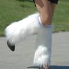 AkoMatial Women's Winter Fashion Solid Color Comfortable Boot Covers Warm Furry Faux Fur Long Leg Warmers - White 20cm view 4