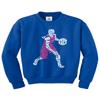 Threadrock Big Girls' Basketball Player Typography Youth Sweatshirt - Medium, Royal Blue view 1