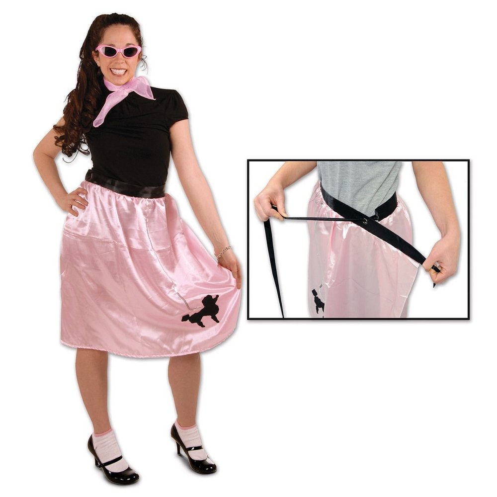 Party Central Club Pack of 6 Pink Women Adult Wrap-Around Adjustable Poodle Skirts 36"