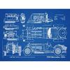 Artery8 Classic Sports Car 1929 SSKL Blueprint Plan Art Print Canvas Premium Wall Decor Poster Mural view 1