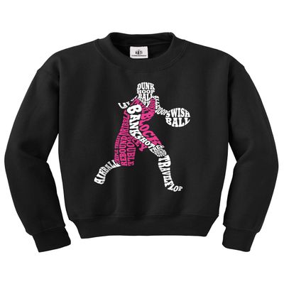 Threadrock Big Girls' Basketball Player Typography Youth Sweatshirt - Medium, Black