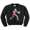 Threadrock Big Girls' Basketball Player Typography Youth Sweatshirt - Medium, Black view 1