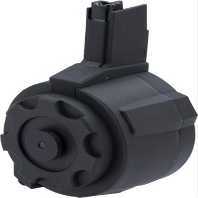 Evike Airsoft - Angel Custom 1500 Round Firestorm AEG Airsoft Drum Flashmag (Model: Scorpion EVO/Black)