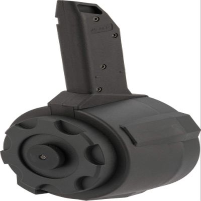 Evike Airsoft - Angel Custom 1500 Round Thunderstorm Electric Winding Drum Airsoft Mag (Model: Vector/Black)