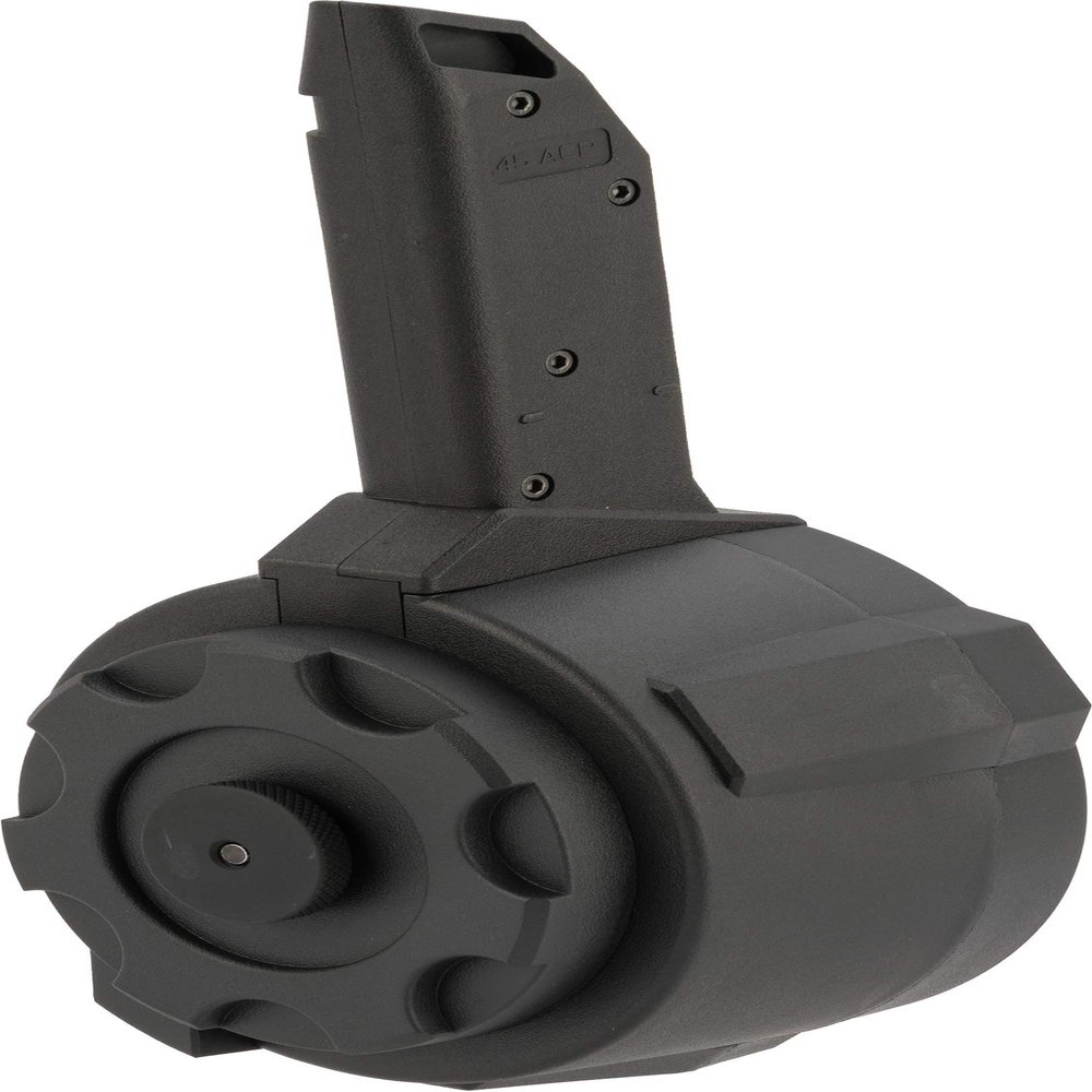 Evike Airsoft - Angel Custom 1500 Round Thunderstorm Electric Winding Drum Airsoft Mag (Model: Vector/Black)