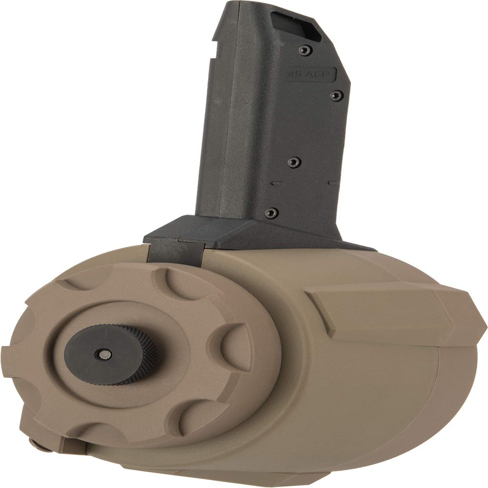 Evike Airsoft - Angel Custom 1500 Round Firestorm AEG Airsoft Drum Flashmag (Model: Vector/Dark Earth)