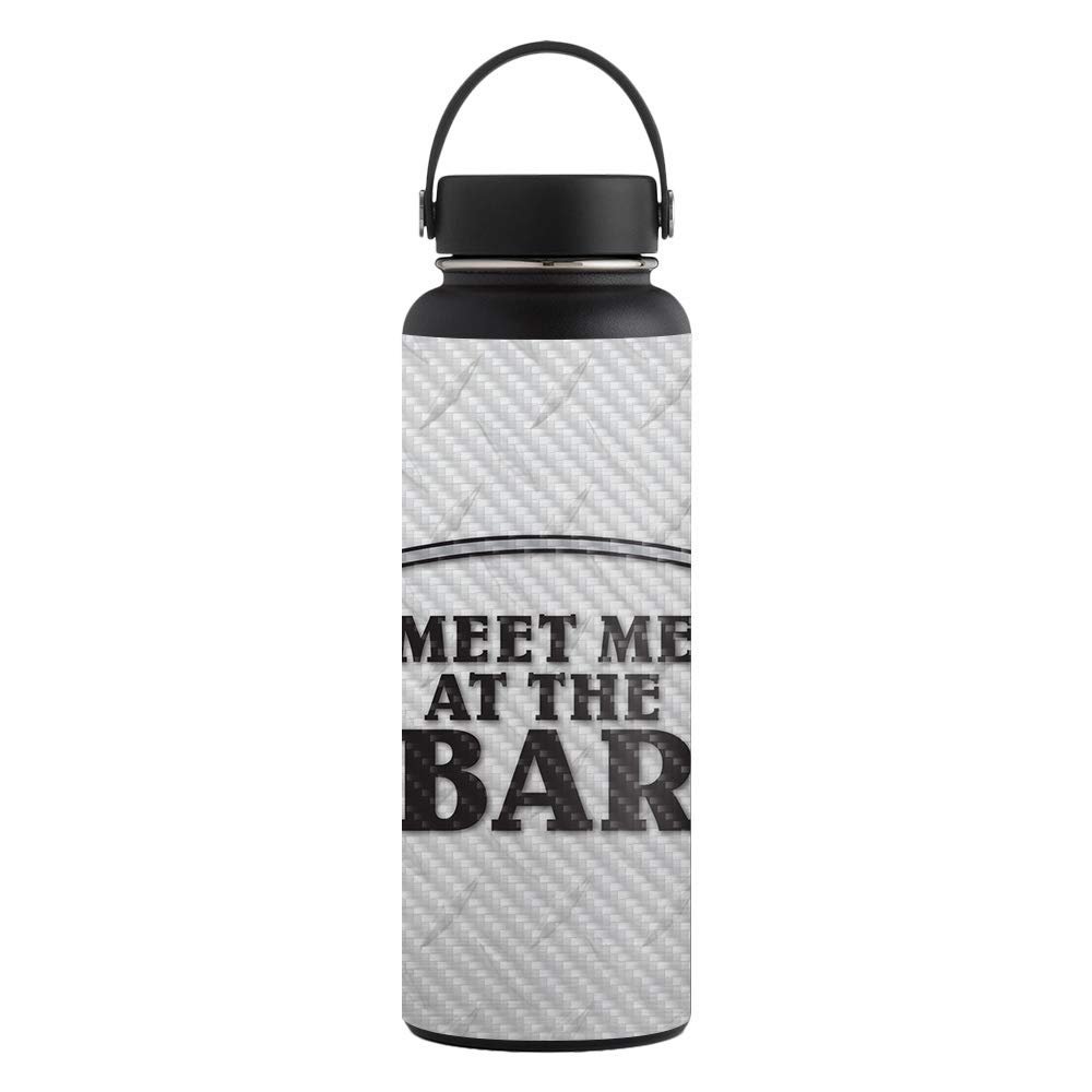 MightySkins Carbon Fiber Skin for 40 oz. Wide Mouth - Meet Me at The Bar | Protective, Durable Textured Carbon Fiber Finish | Easy to Apply, Remove, and Change Styles | Made in The USA