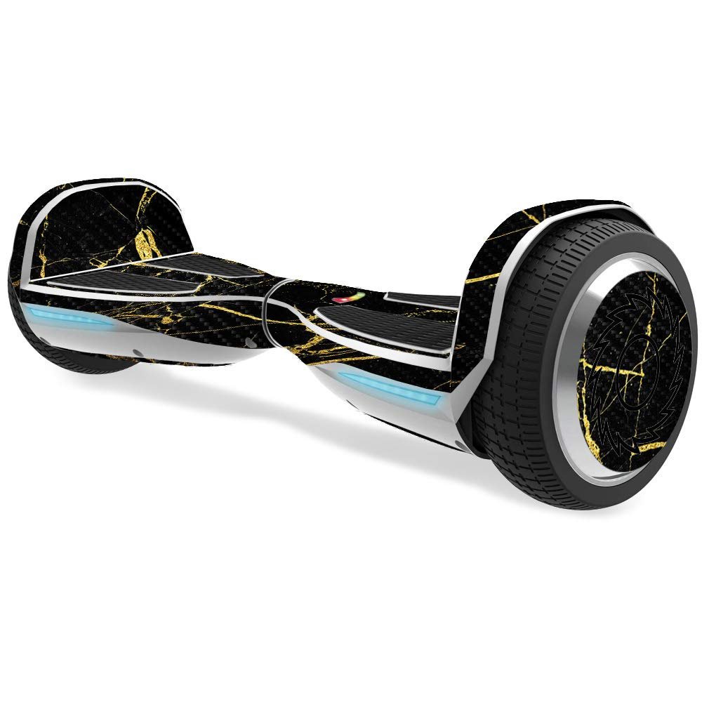 MightySkins Carbon Fiber Skin for Razor Hovertrax 1.5 Hover Board - Black Gold Marble | Protective, Durable Textured Carbon Fiber Finish | Easy to Apply, Remove, and Change Styles | Made in The USA