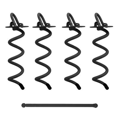 7Penn Spiral Ground Anchors - 8 Inch Black Tent Stakes Heavy Duty Ground Screw Anchor Twist Stakes, 4 Pack