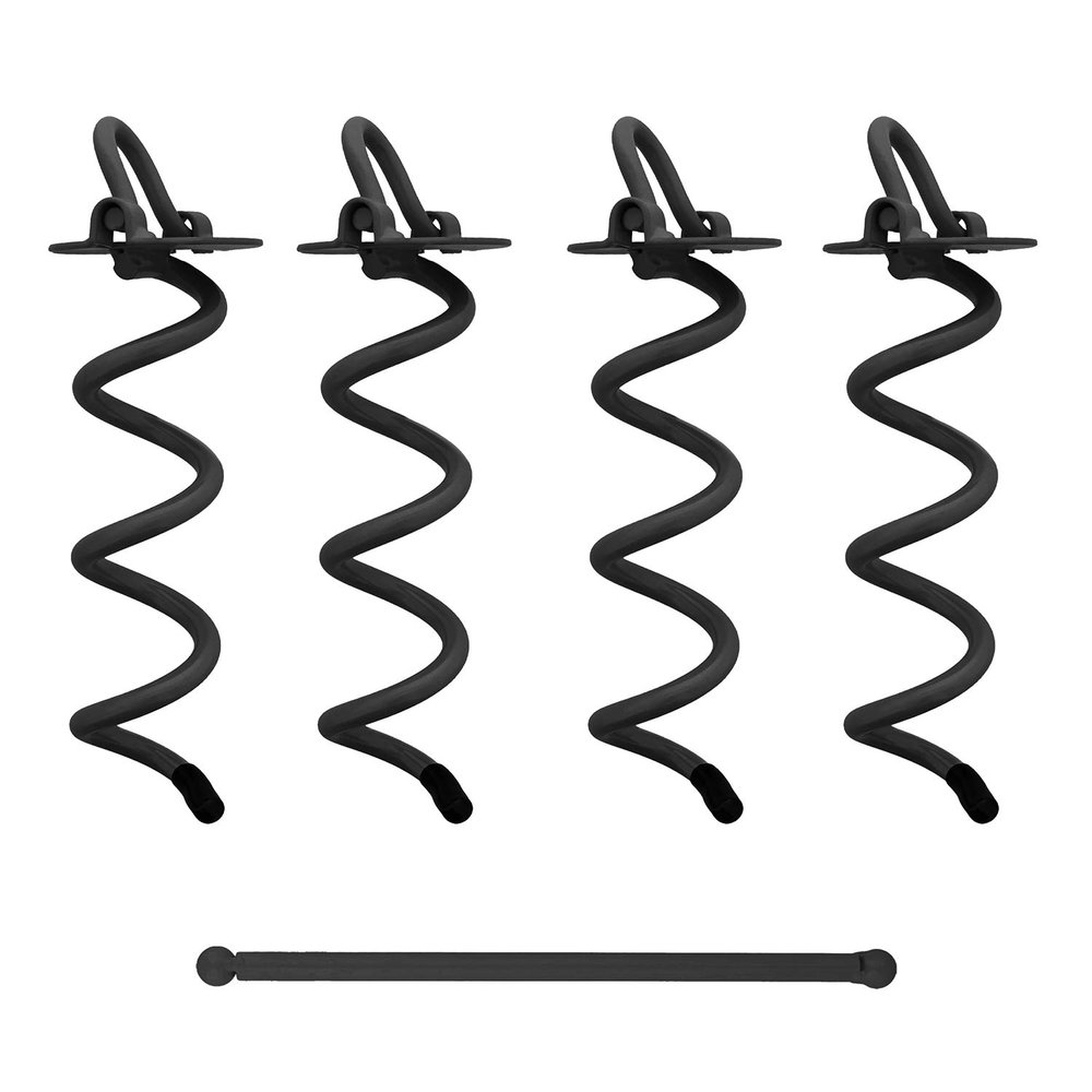 7Penn Spiral Ground Anchors - 8 Inch Black Tent Stakes Heavy Duty Ground Screw Anchor Twist Stakes, 4 Pack