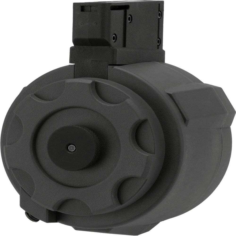 Evike Airsoft - Angel Custom 1500 Round Firestorm AEG Airsoft Drum Flashmag (Model: Airsoft M14 / Black)