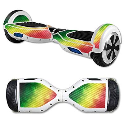 MightySkins Carbon Fiber Skin for Self Balancing Mini Scooter Hover Board - Rasta Rainbow | Protective, Durable Textured Carbon Fiber Finish | Easy to Apply | Made in The USA