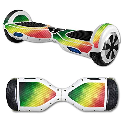 MightySkins Carbon Fiber Skin for Self Balancing Mini Scooter Hover Board - Rasta Rainbow | Protective, Durable Textured Carbon Fiber Finish | Easy to Apply | Made in The USA