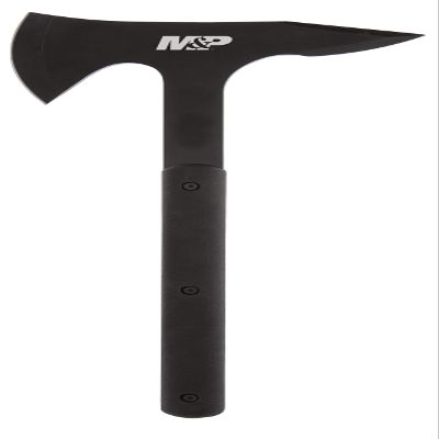 Smith & Wesson M&P Extraction & Evasion 16in S.S. Full Tang Tactical Axe with a Spearpoint Spine, Rubberized Handle and Sheath for Outdoor, Survival and EDC