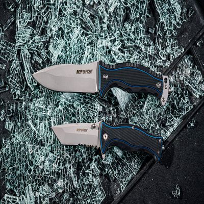 Smith & Wesson M&P Officer 8.5in S.S. Full Tang Fixed Blade Knife with 4in Drop Point, G10 Handle and Glass Break for Outdoor, Tactical, Survival and EDC,Black