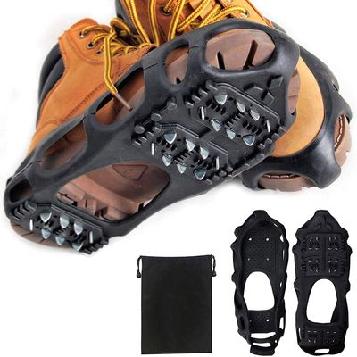 Ice Snow Traction Cleats Crampons Anti-Slip Snow Shoes Cleats Walking on Snow and Ice Winter Walking Boots Cleats for Men Women Hiking, Jogging (24 Steel Crampons,Szie M)