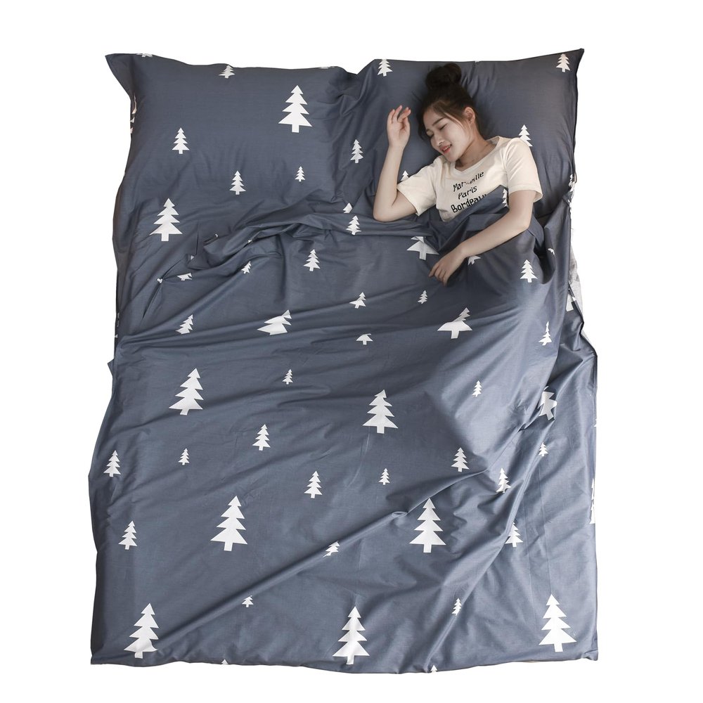 Azarxis Sleeping Bag Liner, Travel Sheet Lightweight Compact Cotton Sleep Bag Sack for Camping, Traveling, Hotels, Hostels & Backpacking (Blue, S - 2.62 x 6.89 ft)