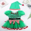 Agoky Girls Sequins Figure Ice Skating Roller Skating Ballet Dance Dress Christmas Santa Dance Costume Green Striped 1-2 view 3