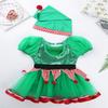 Agoky Girls Sequins Figure Ice Skating Roller Skating Ballet Dance Dress Christmas Santa Dance Costume Green Striped 1-2 view 4