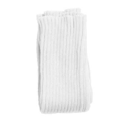 AkoMatial Women's Solid Color Winter Warm Knitted Long Leg Warmers Boot Cover Crochet Socks 42cm - White