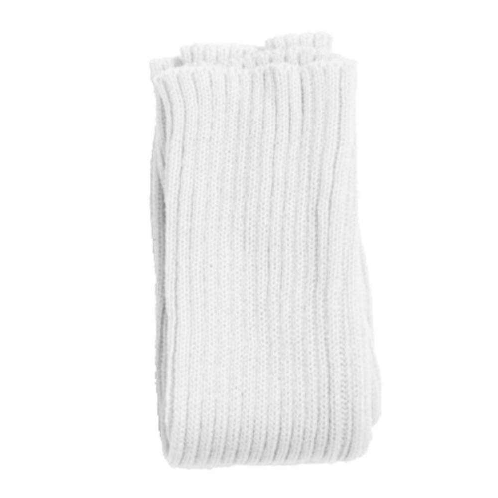 AkoMatial Women's Solid Color Winter Warm Knitted Long Leg Warmers Boot Cover Crochet Socks 42cm - White