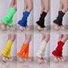 AkoMatial Women's Solid Color Winter Warm Knitted Long Leg Warmers Boot Cover Crochet Socks 42cm - White view 2