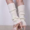 AkoMatial Women's Solid Color Winter Warm Knitted Long Leg Warmers Boot Cover Crochet Socks 42cm - White view 4