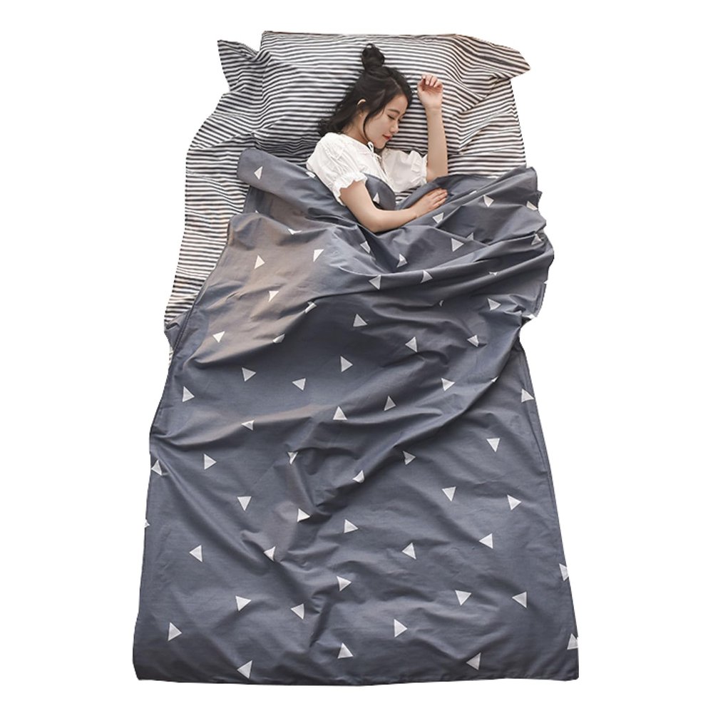 TRIWONDER Sleeping Bag Liner Camping Sheet Travel Sheet Cotton Lightweight Sleeping Sack for Camping, Traveling, Hotels & Backpacking (Grey, L -70.9x90.6 in)