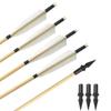 SHARROW Archery Wooden Arrows 31" Handmade Wooden Shaft Target Arrows with 5" Turkey Feathers and Replaceable Broadheads for Recurve Bow Longbow (Types 2, 6pcs) view 1