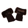 AkoMatial Solid Color Short Leg Warmer Winter Warm Elastic Faux Fur Crochet Knit Cuffs Boot Toppers Socks for Women - Coffee view 1