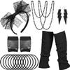 WILLBOND 80s Costume Accessories Set for Women Leg Warmers Lace Headband Fishnet Gloves Neon Earrings Bracelet Necklace Beads for 80s Retro Party Women Cosplay Dress Costume view 1