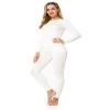 ViCherub Women's Thermal Underwear Set Long Johns Base Layer Fleece Lined Cold Weather Soft Top Bottom Cream White Medium view 1