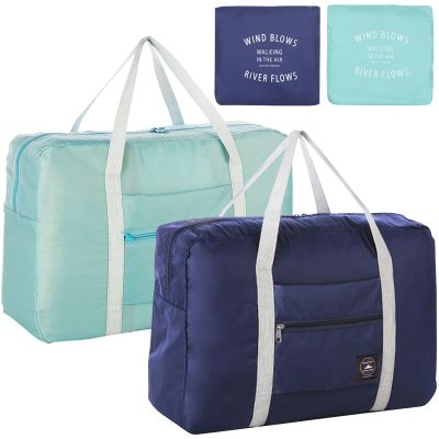 Foldable Travel Duffel Bag 2PCS Tote Carry on Luggage Bag Spirit Airlines Personal item Sports Gym Bag Water Resistant Weekender Overnight Bags for Women and Men (Green+Blue)