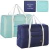 Foldable Travel Duffel Bag 2PCS Tote Carry on Luggage Bag Spirit Airlines Personal item Sports Gym Bag Water Resistant Weekender Overnight Bags for Women and Men (Green+Blue) view 1