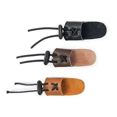 Obert 3pcs Mongolian ArcheryThumb Finger Protector Leather Finger Guard Tab Adjustable Finger Ring for Hunting Shooting Target (Black)