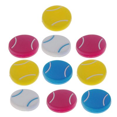 BESPORTBLE 10PCS Tennis Racket Vibration Dampeners, Tennis Shape Tennis Racquet Shock Absorbers Tennis Racket Strings Dampers for Players (Random Color)