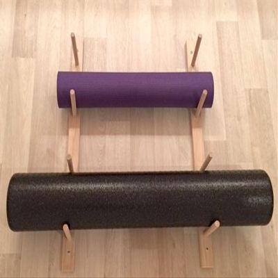 Sportify Classy Wood Foam Roller & Yoga Mat Storage Rack. Holds 4, 8, 12 etc. Modular (Sold by The Pairs and no. of Pairs You get Determines no. of mats/Rollers You Hold). Easy Wall Mount & Hardware.