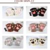 Elonglin Warm Plush Half Finger Gloves Women Girls Winter Fleece Mittens Cute Cat Pads Pattern Grey view 4