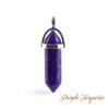 Anglacesmade Bullet Shape Gemstone Choker Necklace Hexagonal Pointed Reiki Chakra Pendant Leather Necklace Bohemian Jewelry for Women(Purple Turquoise) view 2