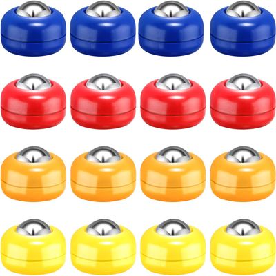 16 Pieces Mini Shuffleboard Replacement Pucks Tabletop Equipment Rollers Set Shuffleboard Curling Accessories (Red, Blue, Orange, Yellow)