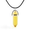 Anglacesmade Bullet Shape Gemstone Choker Necklace Hexagonal Pointed Reiki Chakra Pendant Leather Necklace Bohemian Jewelry for Women (Citrine Crystal) view 1