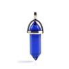Anglacesmade Bullet Shape Gemstone Choker Necklace Hexagonal Pointed Reiki Chakra Pendant Leather Necklace Bohemian Jewelry for Women(Royal blue Crystal) view 1
