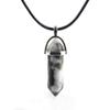 Anglacesmade Bullet Shape Gemstone Choker Necklace Hexagonal Pointed Reiki Chakra Pendant Leather Necklace Bohemian Jewelry for Women(Snow Turquoise) view 1