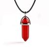 Anglacesmade Bullet Shape Gemstone Choker Necklace Hexagonal Pointed Reiki Chakra Pendant Leather Necklace Bohemian Jewelry for Women(Red Glass) view 1
