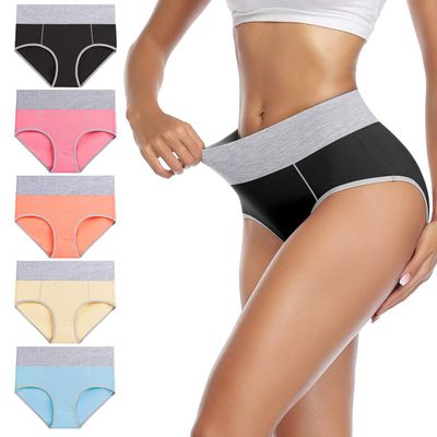 wirarpa Women's Cotton Underwear High Waist Briefs Ladies Soft Breathable Panties Full Coverage Underpants 5 Pack X-Small