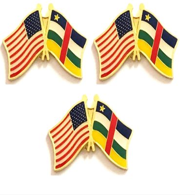 3 Central African Republic USA Friendship Flag Lapel Pins Pack of 3 International & American Double Flag Pin Badge (Central African Republic)