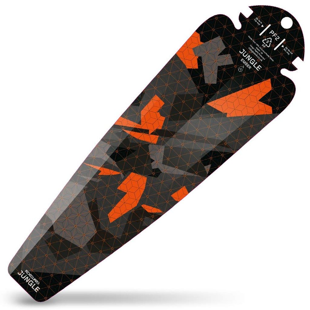 RideGuard Jungle Ember PF2 - Rear MTB Saddle Mudguard Mountain Bike Fender. Fits All Standard Rail Saddles. UK Made from 100% Recycled Plastic Waste and 100% Recyclable.