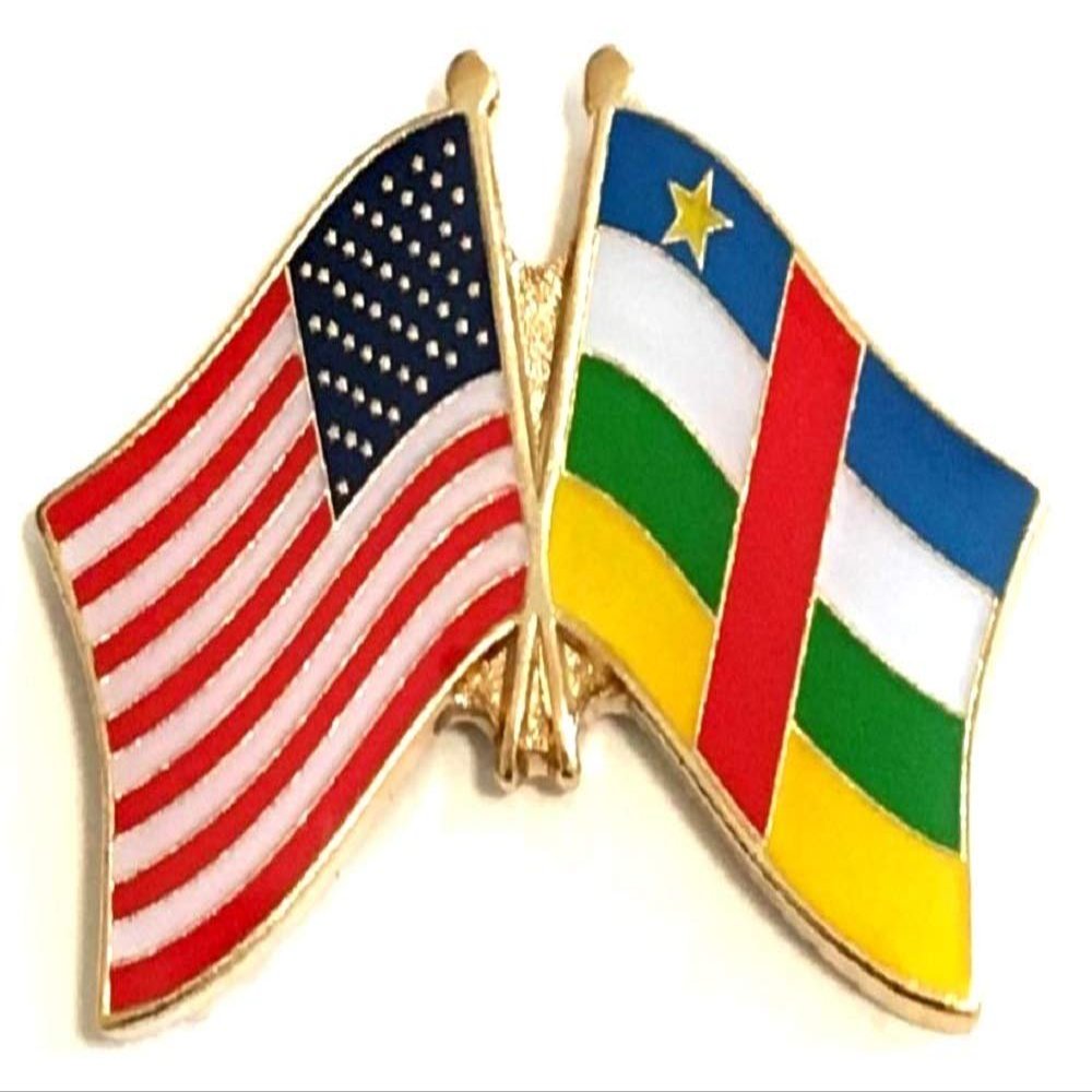 Central African Republic Friendship Double Flag Lapel Pin US Crossed Emblem Tie and Hat Pin Badge